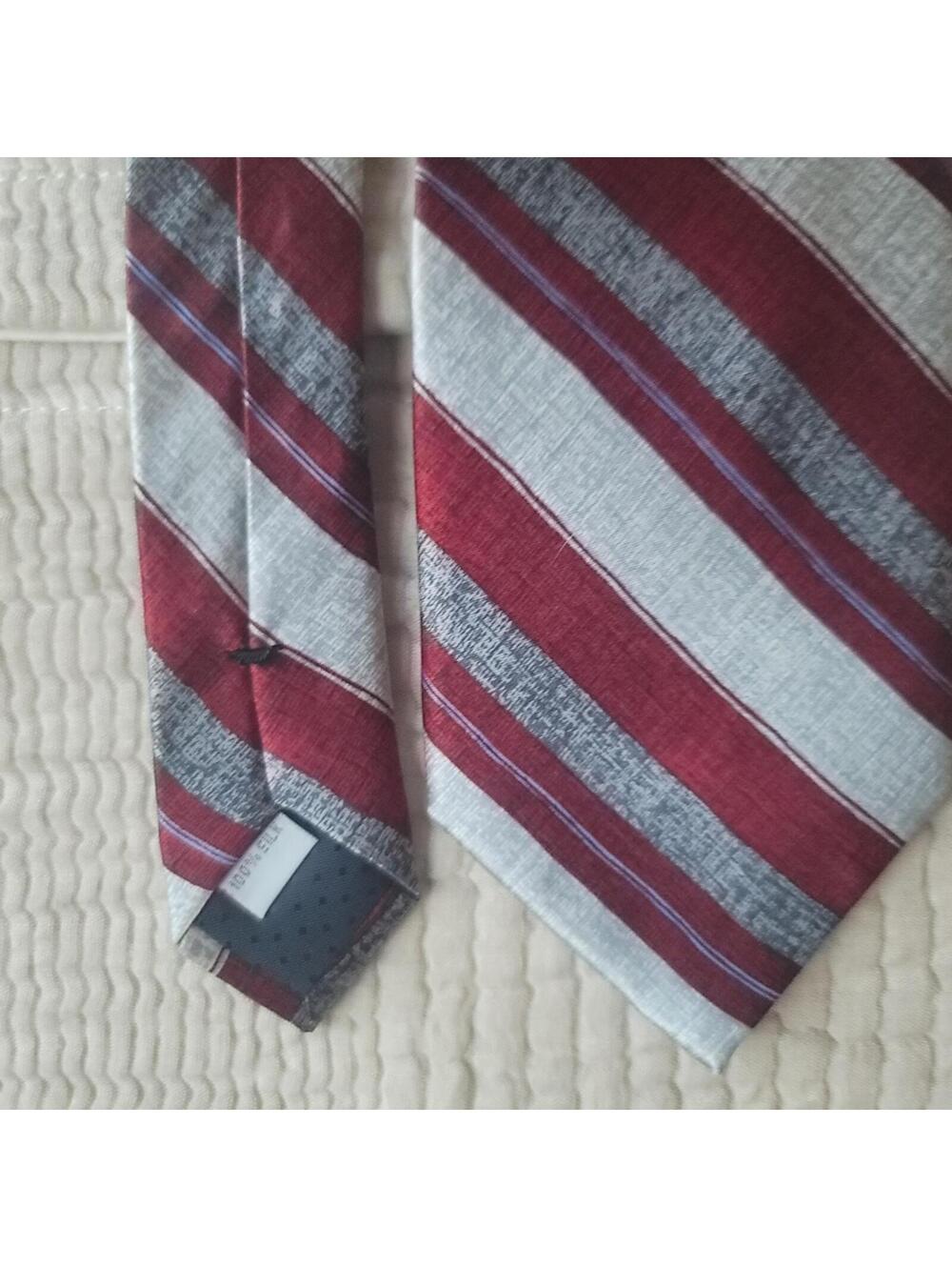 Burma Bibas Classic Burgundy and Silver Silk Powertie - Picture 3 of 3